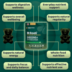 Rooti® Greens+ Superfoods | 7-in-1 Nutriblend Gummies | Probiotics & Enzymes