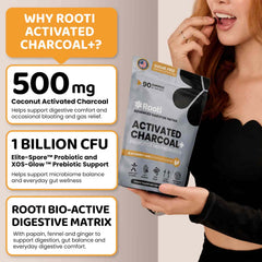 Rooti® Activated Charcoal | 3-in-1 Digestive Support Gummies | Prebiotics & Probiotics